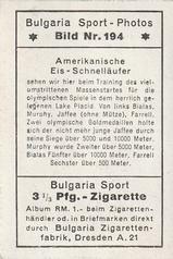1932 Bulgaria Sport Photos #194 Valentine Bialas / Eddie Murphy / Irving Jaffee / John Farrell [Amerikanische Eisschnellläufer] Back