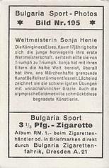 1932 Bulgaria Sport Photos #195 Sonja Henie [Weltmeisterin Sonja Henie] Back