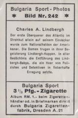 1932 Bulgaria Sport Photos #242 Charles A. Lindbergh Back