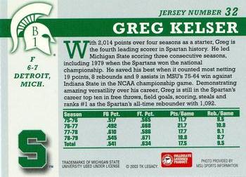 2003 TK Legacy Michigan State Spartans #B1 Greg Kelser Back