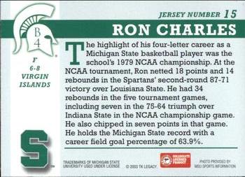 2003 TK Legacy Michigan State Spartans #B4 Ron Charles Back