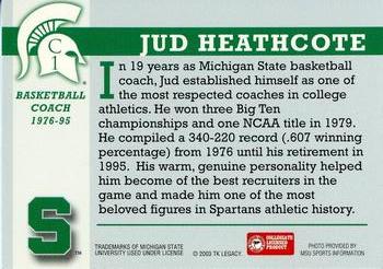 2003 TK Legacy Michigan State Spartans #C1 Jud Heathcote Back