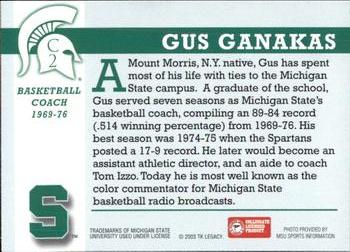 2003 TK Legacy Michigan State Spartans #C2 Gus Ganakas Back