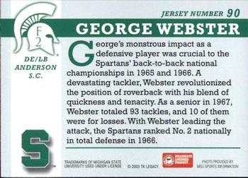 2003 TK Legacy Michigan State Spartans #F2 George Webster Back