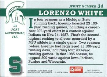 2003 TK Legacy Michigan State Spartans #F11 Lorenzo White Back