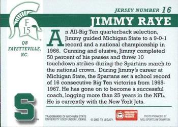 2003 TK Legacy Michigan State Spartans #F15 Jimmy Raye Back