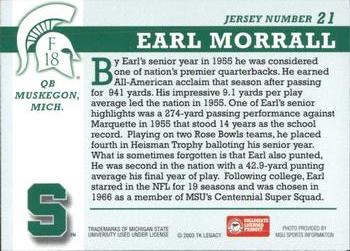 2003 TK Legacy Michigan State Spartans #F18 Earl Morrall Back