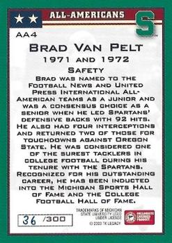 2003 TK Legacy Michigan State Spartans - All-Americans #AA4 Brad Van Pelt Back