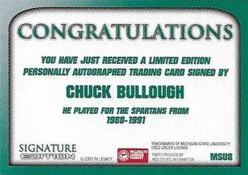 2003 TK Legacy Michigan State Spartans - Autographs #S8 Chuck Bullough Back