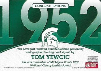 2003 TK Legacy Michigan State Spartans - National Champions Autographs #1952F Tom Yewcic Back
