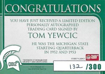 2003 TK Legacy Michigan State Spartans - Quarterback Club Autographs #QB2 Tom Yewcic Back