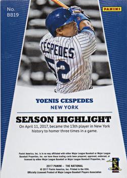2017 Panini National Convention #BB19 Yoenis Cespedes Back