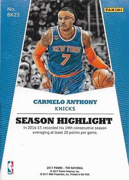 2017 Panini National Convention #BK23 Carmelo Anthony Back