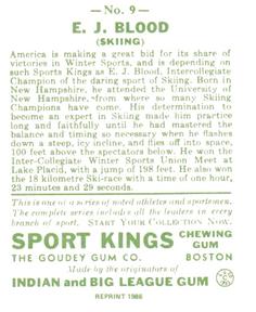 1986 1933 Sport Kings Reprint #9 Ed Blood Back