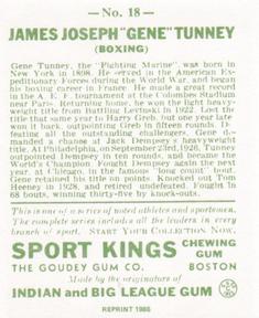 1986 1933 Sport Kings Reprint #18 Gene Tunney Back