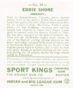1986 1933 Sport Kings Reprint #19 Eddie Shore Back