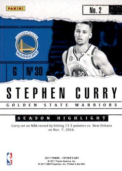2017 Panini Father's Day #2 Stephen Curry Back