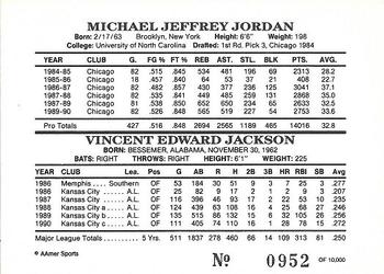 1991 AAMER Sport (unlicensed) - Gold #NNO Bo Jackson / Michael Jordan Back