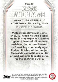 2018 Topps U.S. Olympic & Paralympic Team Hopefuls #USA-20 McRae Williams Back
