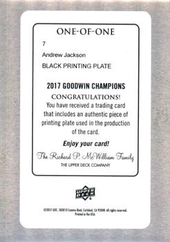 2017 Upper Deck Goodwin Champions - Printing Plates Black #7 Andrew Jackson Back