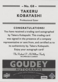 2017 Upper Deck Goodwin Champions - Goudey Autographs #G8 Takeru Kobayashi Back