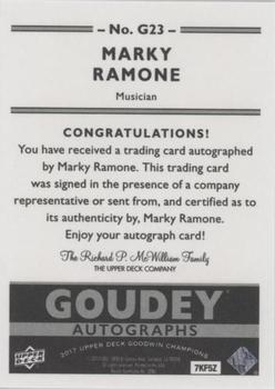 2017 Upper Deck Goodwin Champions - Goudey Autographs #G23 Marky Ramone Back