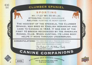 2017 Upper Deck Goodwin Champions - Canine Companion Manufactured Patch #CC11 Clumber Spaniel Back