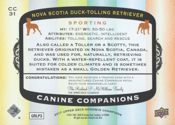 2017 Upper Deck Goodwin Champions - Canine Companion Manufactured Patch #CC31 Nova Scotia Duck Tolling Retriever Back