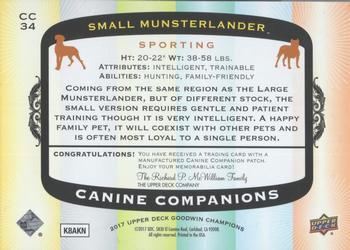 2017 Upper Deck Goodwin Champions - Canine Companion Manufactured Patch #CC34 Small Munsterlander Back