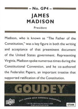 2017 Upper Deck Goodwin Champions - Goudey Presidents #GP4 James Madison Back