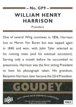 2017 Upper Deck Goodwin Champions - Goudey Presidents #GP9 William Henry Harrison Back