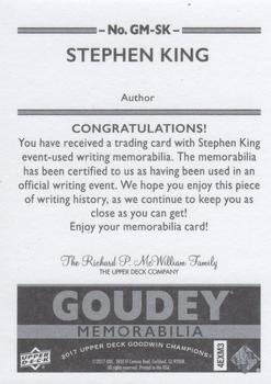 2017 Upper Deck Goodwin Champions - Goudey Memorabilia #GM-SK Stephen King Back