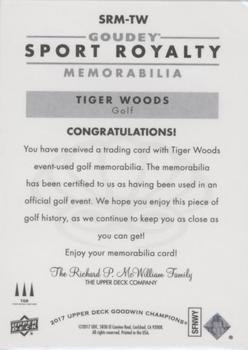 2017 Upper Deck Goodwin Champions - Goudey Sport Royalty Memorabilia #SRM-TW Tiger Woods Back