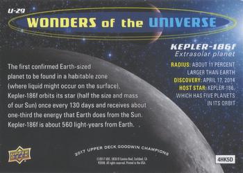 2017 Upper Deck Goodwin Champions - Wonders of the Universe #U-29 Kepler-186f Back