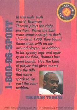 1993 Ballstreet News #NNO Thurman Thomas Back