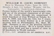 1926 Spalding Champions #NNO Jack Dempsey Back