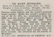 1926 Spalding Champions #NNO DeHart Hubbard Back