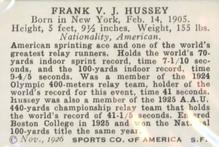 1926 Spalding Champions #NNO Frank Hussey Back