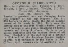 1926 Spalding Champions #NNO Babe Ruth Back