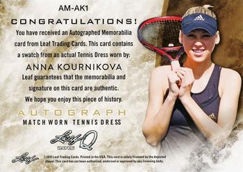 2017 Leaf Q - Flashback 2015 Autograph Memorabilia Silver #AM-AK1 Anna Kournikova Back