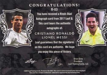 2017 Leaf Q - Rivals Autographs #R-03 Cristiano Ronaldo / Lionel Messi Back