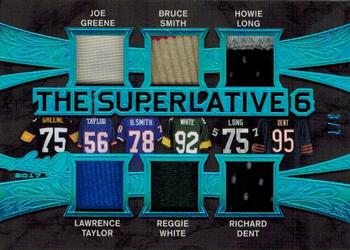 2017 Leaf Q - The Superlative Six Memorabilia Blue #S6-07 Joe Greene / Lawrence Taylor / Bruce Smith / Reggie White / Howie Long / Richard Dent Front