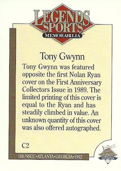 1992 Legends Sports Memorabilia National Sports Card Convention #C2 Tony Gwynn Back
