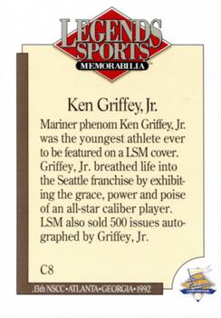 1992 Legends Sports Memorabilia National Sports Card Convention #C8 Ken Griffey Jr. Back