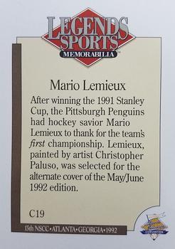1992 Legends Sports Memorabilia National Sports Card Convention #C19 Mario Lemieux Back