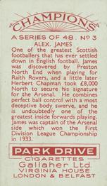 1934 Gallaher Champions #3 Alex James Back