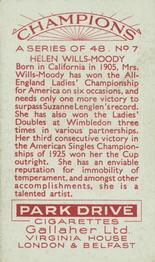 1934 Gallaher Champions #7 Helen Wills Back