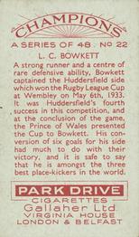1934 Gallaher Champions #22 Len Bowkett Back