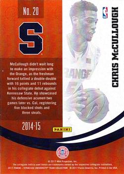 2017 Panini Syracuse Orange #20 Chris McCullough Back