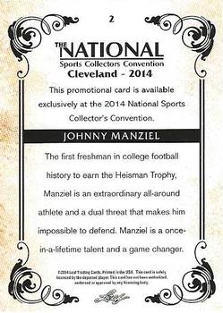 2014 Leaf National Sports Collectors Convention VIP #2 Johnny Manziel Back